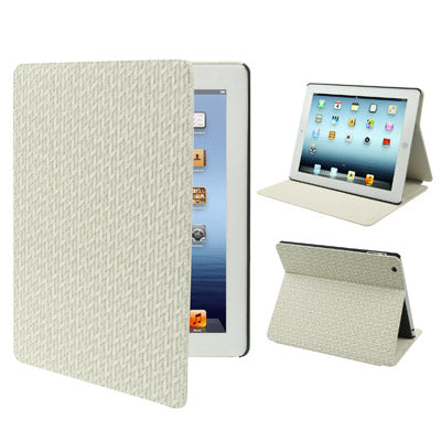 3-Angles Viewing Woven Texture PU Leather Case with Holder for New iPad (iPad 3),