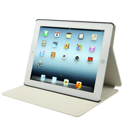 3-Angles Viewing Woven Texture PU Leather Case with Holder for New iPad (iPad 3),