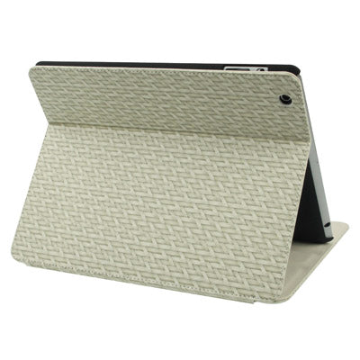 3-Angles Viewing Woven Texture PU Leather Case with Holder for New iPad (iPad 3),