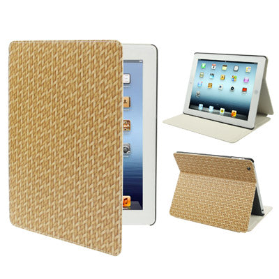 3-Angles Viewing Woven Texture PU Leather Case with Holder for New iPad (iPad 3),