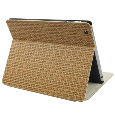 3-Angles Viewing Woven Texture PU Leather Case with Holder for New iPad (iPad 3),