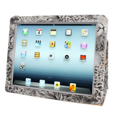 Leopard Head Texture Top Grade PU Leather Case with Auto Sleep / Wake-up Function for New iPad (iPad 3) / iPad 4(Grey)