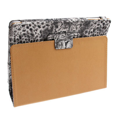 Leopard Head Texture Top Grade PU Leather Case with Auto Sleep / Wake-up Function for New iPad (iPad 3) / iPad 4(Grey)