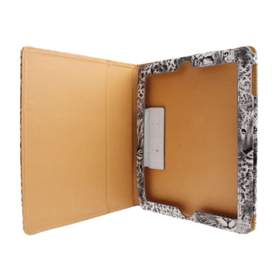 Leopard Head Texture Top Grade PU Leather Case with Auto Sleep / Wake-up Function for New iPad (iPad 3) / iPad 4(Grey)