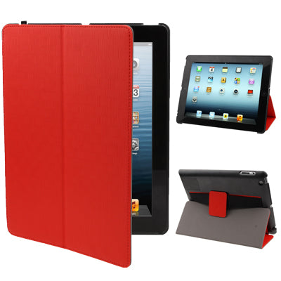 Non-slip Smart Leather Case with Sleep / Wake-up & Holder Function for New iPad (iPad 3), iPad 4 Support Radiating, Dust plug, Portable Style, Amplifier function
