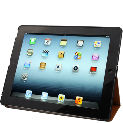 Non-slip Smart Leather Case with Sleep / Wake-up & Holder Function for New iPad (iPad 3), iPad 4 Support Radiating, Dust plug, Portable Style, Amplifier function
