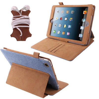 MEIYANGBIAO Leather Felt Protector Case with Holder & Credit Card Slots & Leather Headset Cord Wrap for iPad 4 / New iPad (iPad 3)