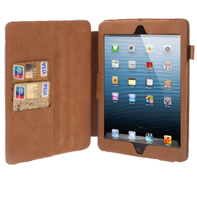 MEIYANGBIAO Leather Felt Protector Case with Holder & Credit Card Slots & Leather Headset Cord Wrap for iPad 4 / New iPad (iPad 3)