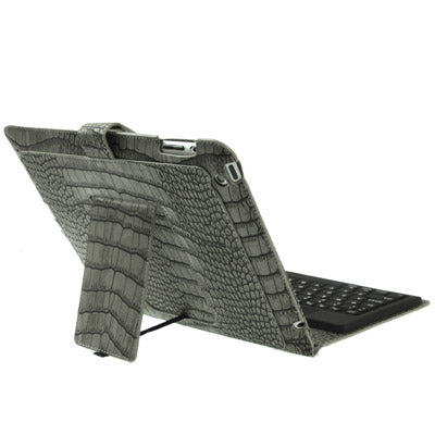 Bluetooth 2.0 Version 76 Key Silicone Keyboard with Lizard Texture Leather Protective Shell for New iPad (iPad 3) / iPad 2, Grey(Grey)