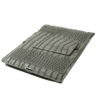 Bluetooth 2.0 Version 76 Key Silicone Keyboard with Lizard Texture Leather Protective Shell for New iPad (iPad 3) / iPad 2, Grey(Grey)