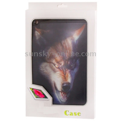 3D Effect Style Wolf Pattern Plastic Protector Case for iPad 4