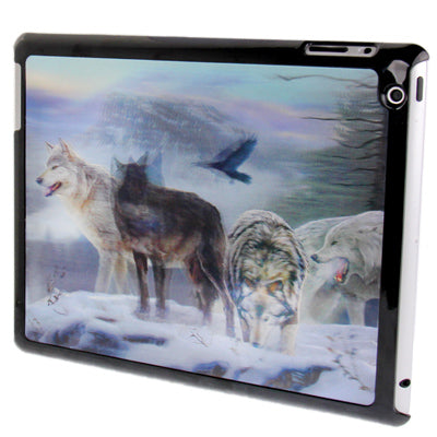 3D Effect Style Wolf Pack Pattern Plastic Protector Case for iPad 4