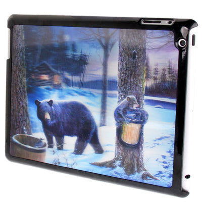 3D Effect Style Black Bear Pattern Plastic Protector Case for iPad 4