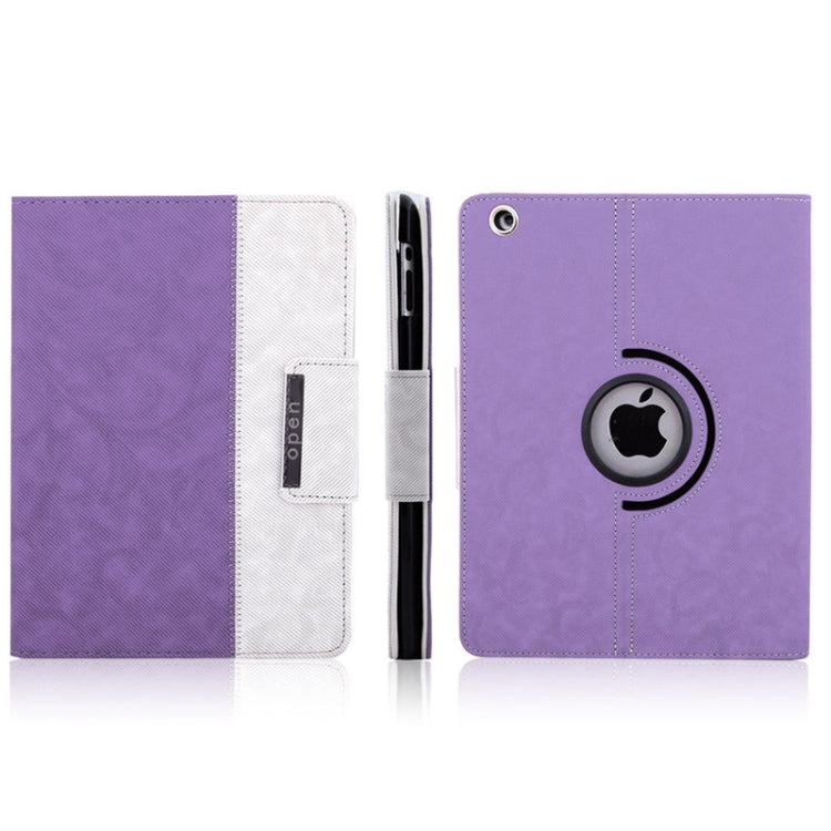 ENKAY ENK-3138 360 Degree Rotation Cloth Texture PU Leather Case with Sleep / Wake-up Function & Holder for iPad 4 / New iPad (iPad 3) / iPad 2