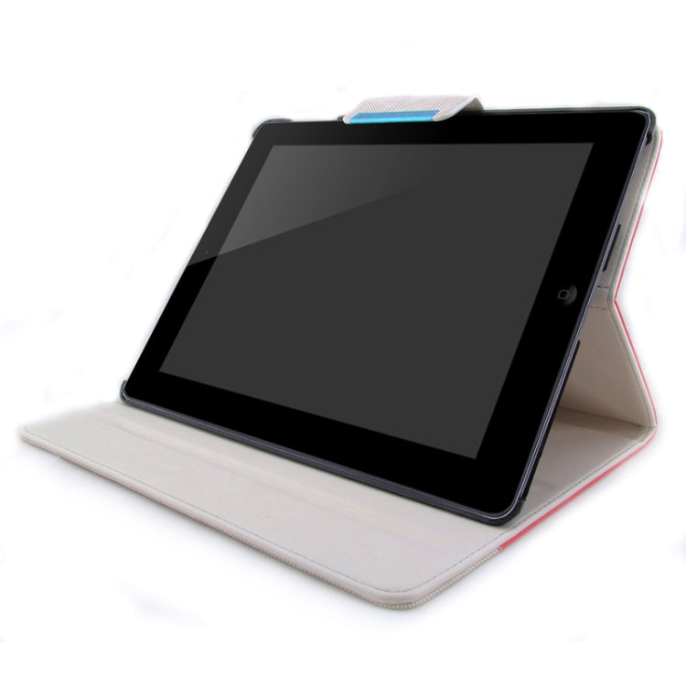 ENKAY ENK-3138 360 Degree Rotation Cloth Texture PU Leather Case with Sleep / Wake-up Function & Holder for iPad 4 / New iPad (iPad 3) / iPad 2