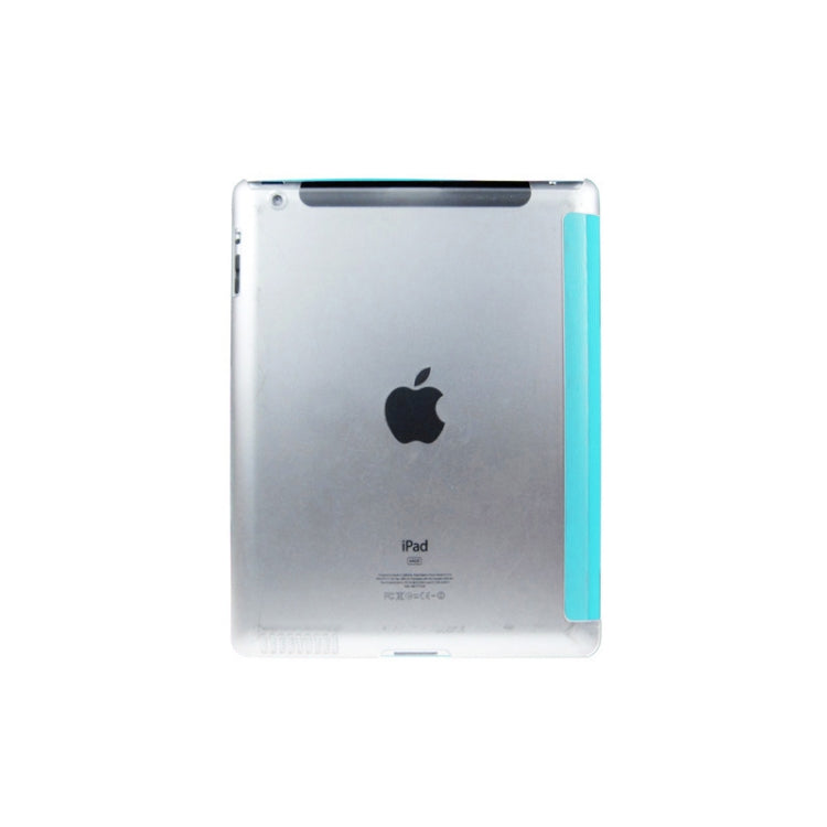 ENKAY 4-folding Toothpick Texture Flip PU Leather Cover Plastic Case with Sleep / Wake-up Function for iPad 4 / New iPad (iPad 3) / iPad 2
