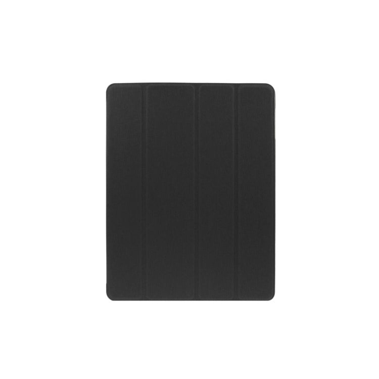 ENKAY 4-folding Toothpick Texture Flip PU Leather Cover Plastic Case with Sleep / Wake-up Function for iPad 4 / New iPad (iPad 3) / iPad 2