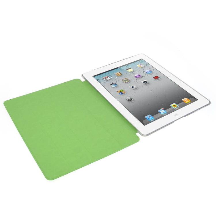 ENKAY 4-folding Toothpick Texture Flip PU Leather Cover Plastic Case with Sleep / Wake-up Function for iPad 4 / New iPad (iPad 3) / iPad 2