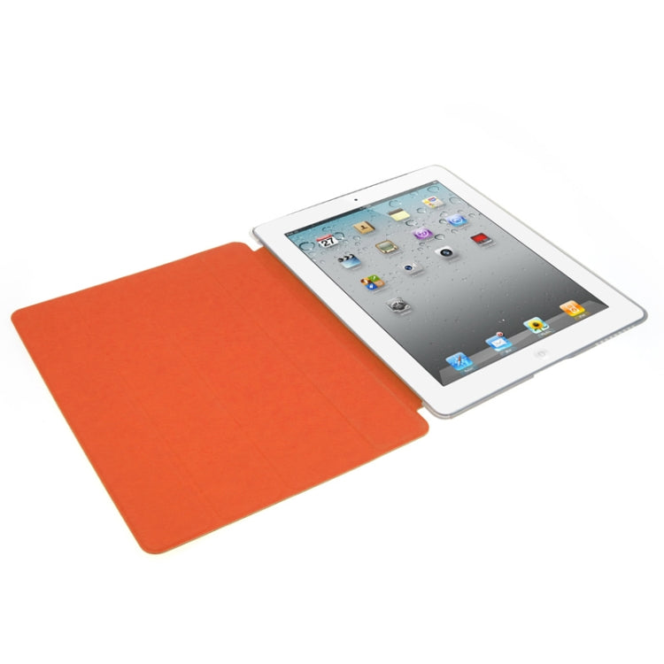 ENKAY 4-folding Toothpick Texture Flip PU Leather Cover Plastic Case with Sleep / Wake-up Function for iPad 4 / New iPad (iPad 3) / iPad 2