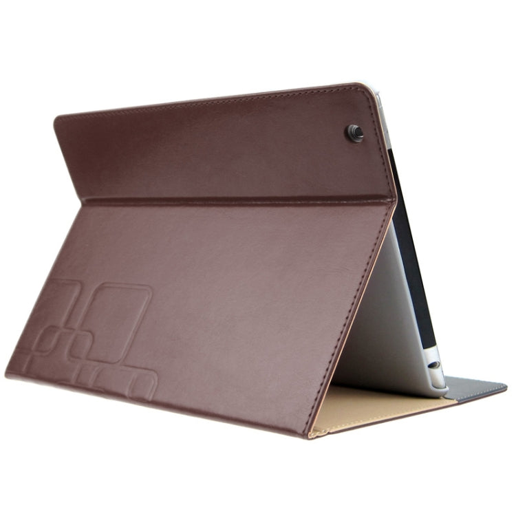 ENKAY Crazy Horse Texture Embossing Pattern Protective PU Leather Case with Sleep / Wake-up Function & Credit Card Slots for iPad 4 / New iPad (iPad 3) / iPad 2