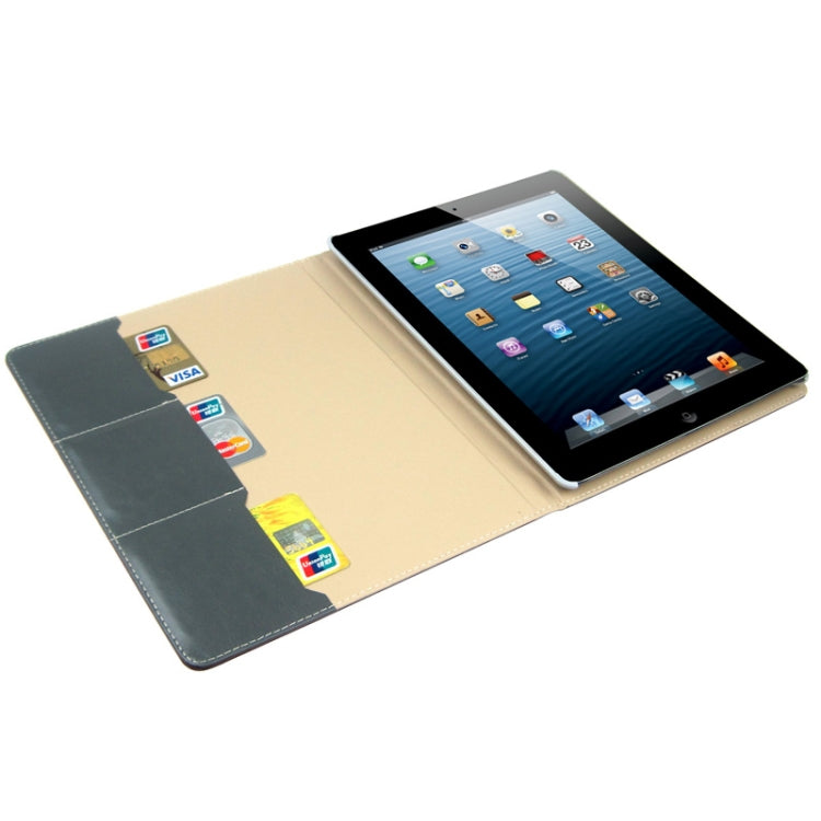 ENKAY Crazy Horse Texture Embossing Pattern Protective PU Leather Case with Sleep / Wake-up Function & Credit Card Slots for iPad 4 / New iPad (iPad 3) / iPad 2