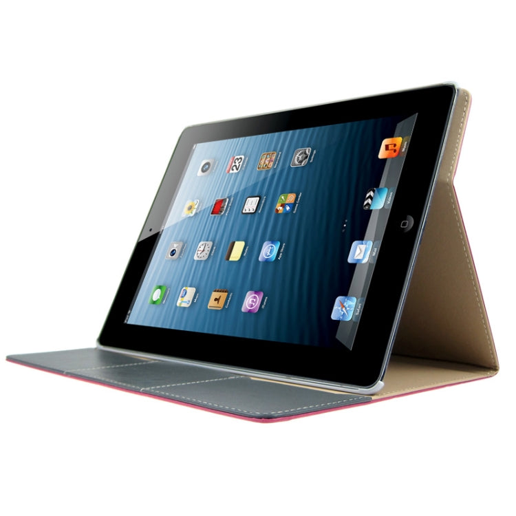 ENKAY Crazy Horse Texture Embossing Pattern Protective PU Leather Case with Sleep / Wake-up Function & Credit Card Slots for iPad 4 / New iPad (iPad 3) / iPad 2