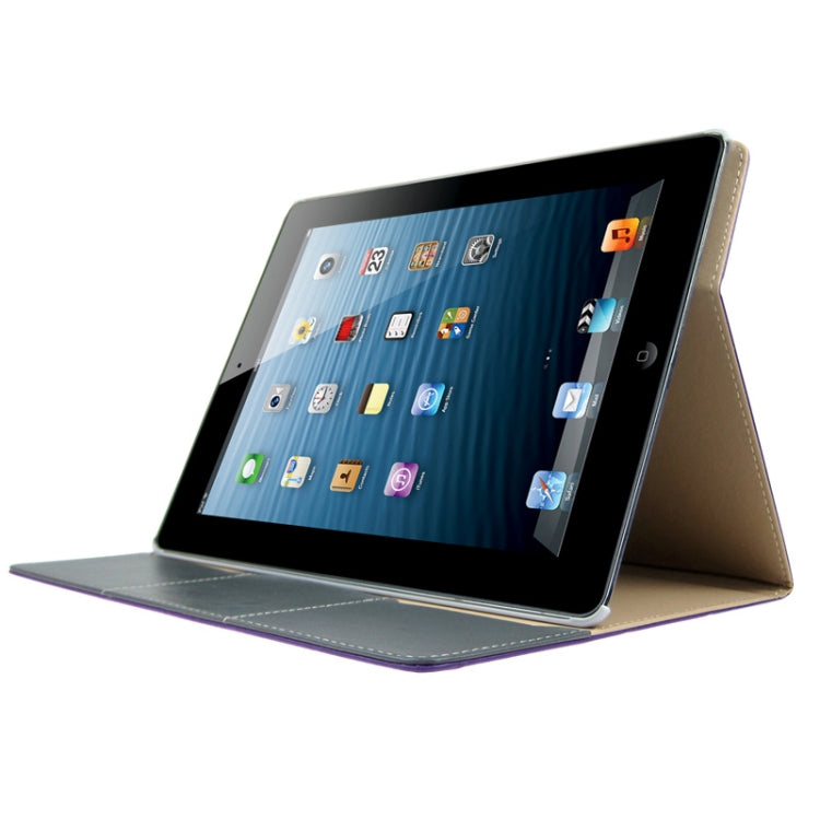 ENKAY Crazy Horse Texture Embossing Pattern Protective PU Leather Case with Sleep / Wake-up Function & Credit Card Slots for iPad 4 / New iPad (iPad 3) / iPad 2