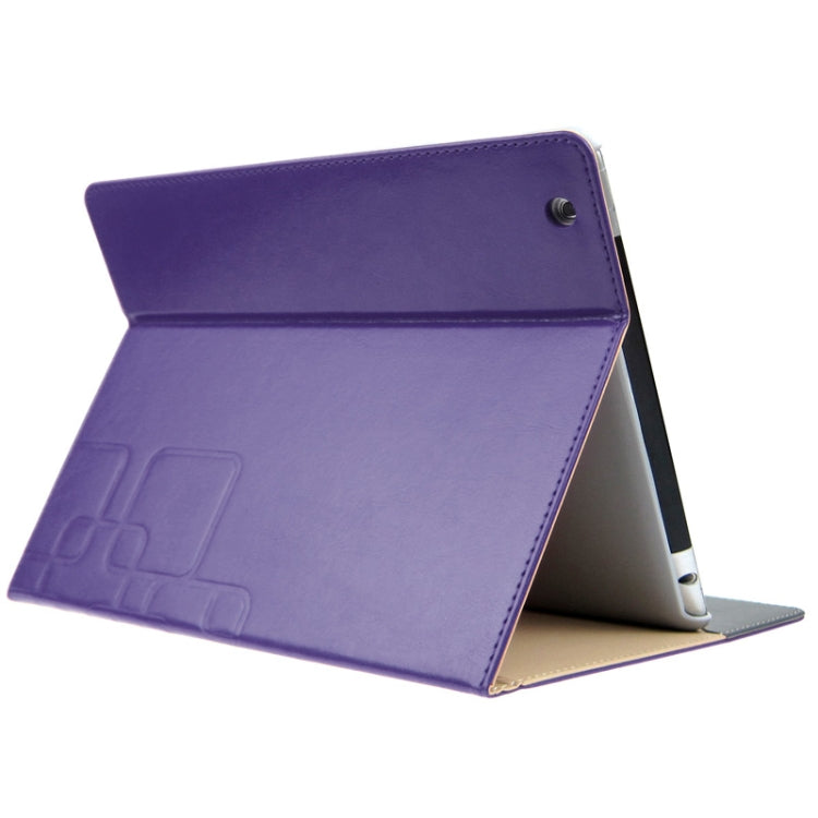 ENKAY Crazy Horse Texture Embossing Pattern Protective PU Leather Case with Sleep / Wake-up Function & Credit Card Slots for iPad 4 / New iPad (iPad 3) / iPad 2