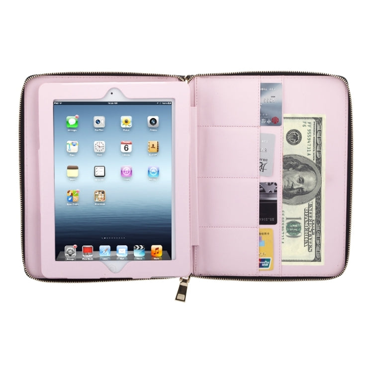 Crown Pattern & Diamond Lattice Texture Diamond Encrusted Carry Case with Holder & Card Slots & Wallet & Lanyard for iPad 4 / New iPad(iPad 3) / 2