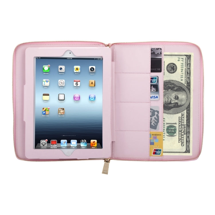 Crown Pattern & Diamond Lattice Texture Diamond Encrusted Carry Case with Holder & Card Slots & Wallet & Lanyard for iPad 4 / New iPad(iPad 3) / 2