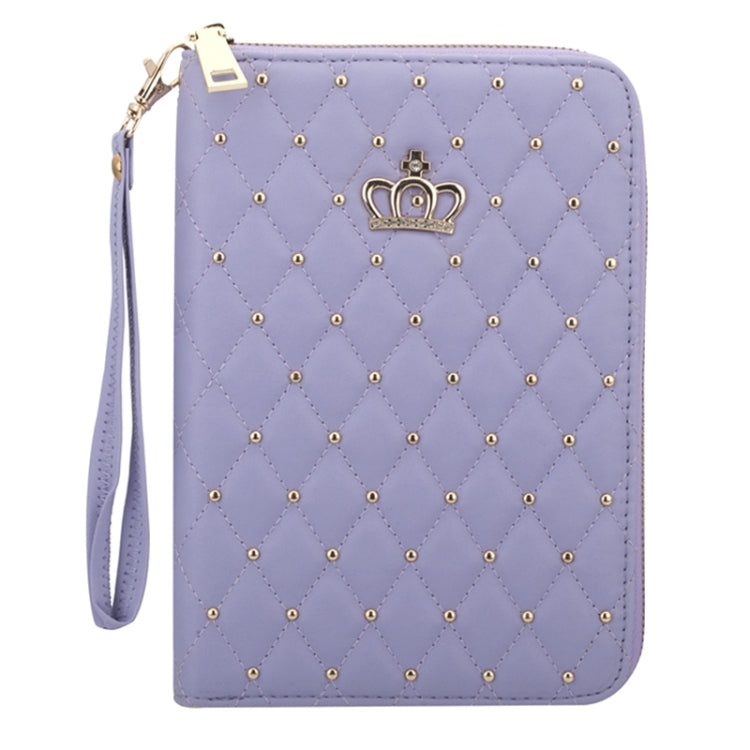 Crown Pattern & Diamond Lattice Texture Diamond Encrusted Carry Case with Holder & Card Slots & Wallet & Lanyard for iPad 4 / New iPad(iPad 3) / 2