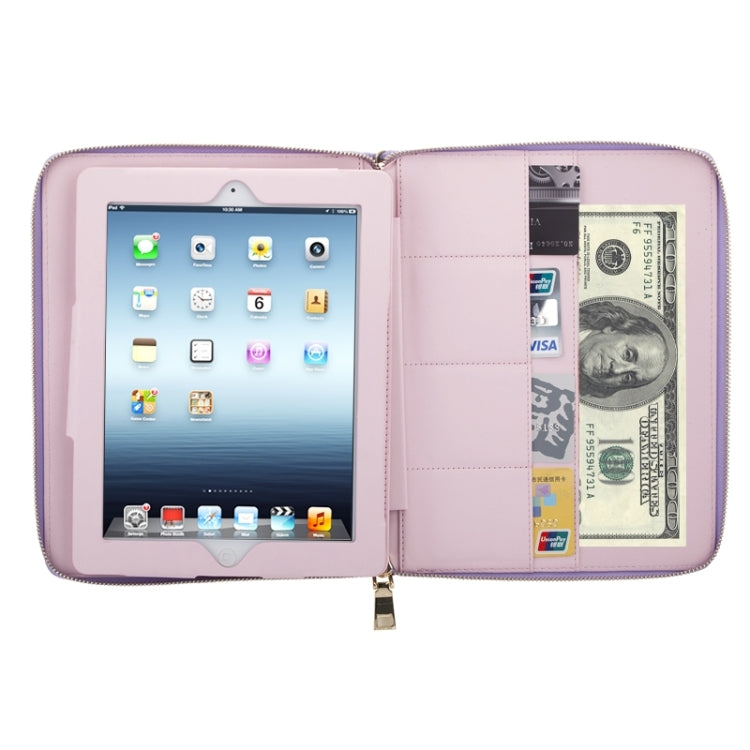 Crown Pattern & Diamond Lattice Texture Diamond Encrusted Carry Case with Holder & Card Slots & Wallet & Lanyard for iPad 4 / New iPad(iPad 3) / 2