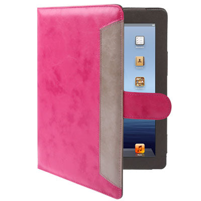 3-angle Adjustment Viewing Leather Case with Holder for iPad 4 / New iPad (iPad 3), Magenta