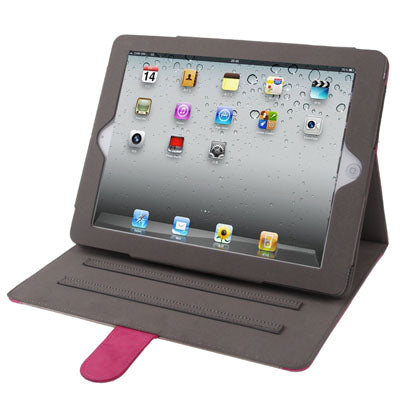 3-angle Adjustment Viewing Leather Case with Holder for iPad 4 / New iPad (iPad 3), Magenta