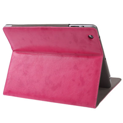 3-angle Adjustment Viewing Leather Case with Holder for iPad 4 / New iPad (iPad 3), Magenta