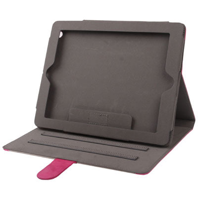 3-angle Adjustment Viewing Leather Case with Holder for iPad 4 / New iPad (iPad 3), Magenta