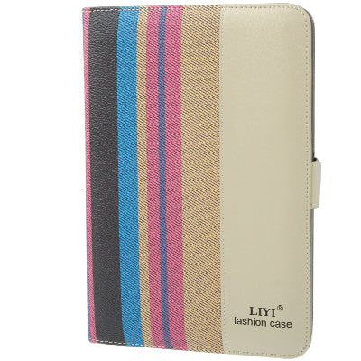 Color Stripe Pattern Leather Case with Holder & Credit Card Slot for iPad 4 / New iPad (iPad 3) / iPad 2