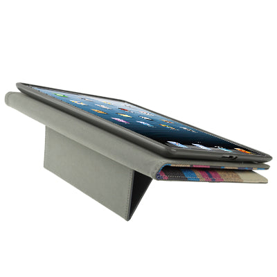 Color Stripe Pattern Leather Case with Holder & Credit Card Slot for iPad 4 / New iPad (iPad 3) / iPad 2