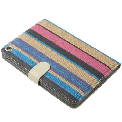 Color Stripe Pattern Leather Case with Holder & Credit Card Slot for iPad 4 / New iPad (iPad 3) / iPad 2