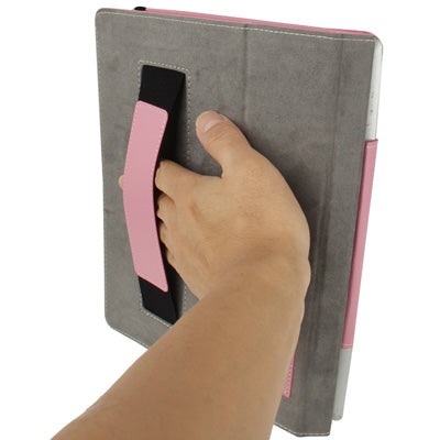 Pure Color Litchi Texture Leather Case with Holder & Elastic Hand Strap for iPad 4 / New iPad (iPad 3) / iPad 2