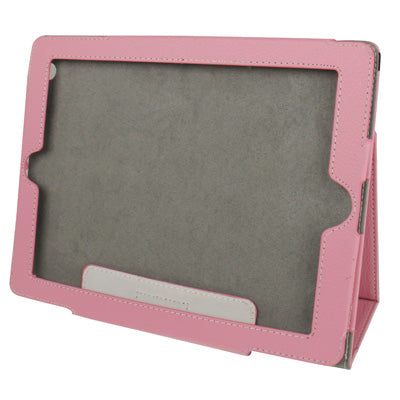 Pure Color Litchi Texture Leather Case with Holder & Elastic Hand Strap for iPad 4 / New iPad (iPad 3) / iPad 2