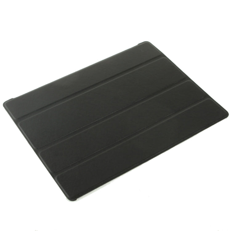 4-folding Pure Color Smooth Surface Plastic + Leather Case for iPad 4 / New iPad (iPad 3) / iPad 2