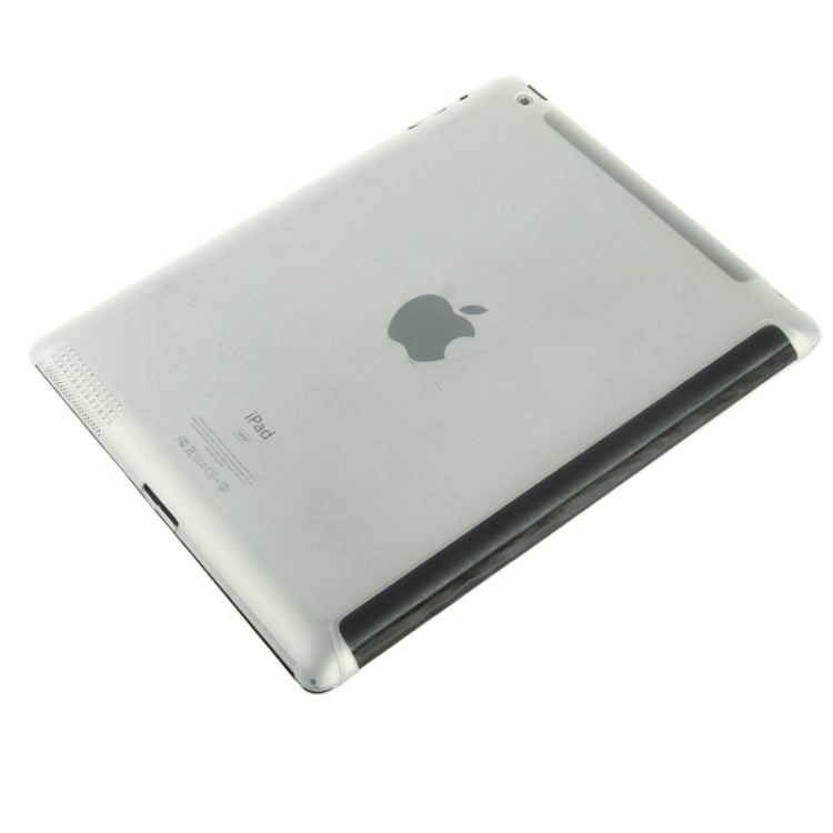 4-folding Pure Color Smooth Surface Plastic + Leather Case for iPad 4 / New iPad (iPad 3) / iPad 2