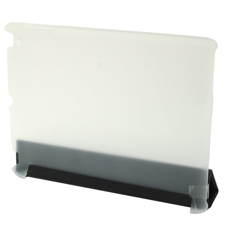 4-folding Pure Color Smooth Surface Plastic + Leather Case for iPad 4 / New iPad (iPad 3) / iPad 2