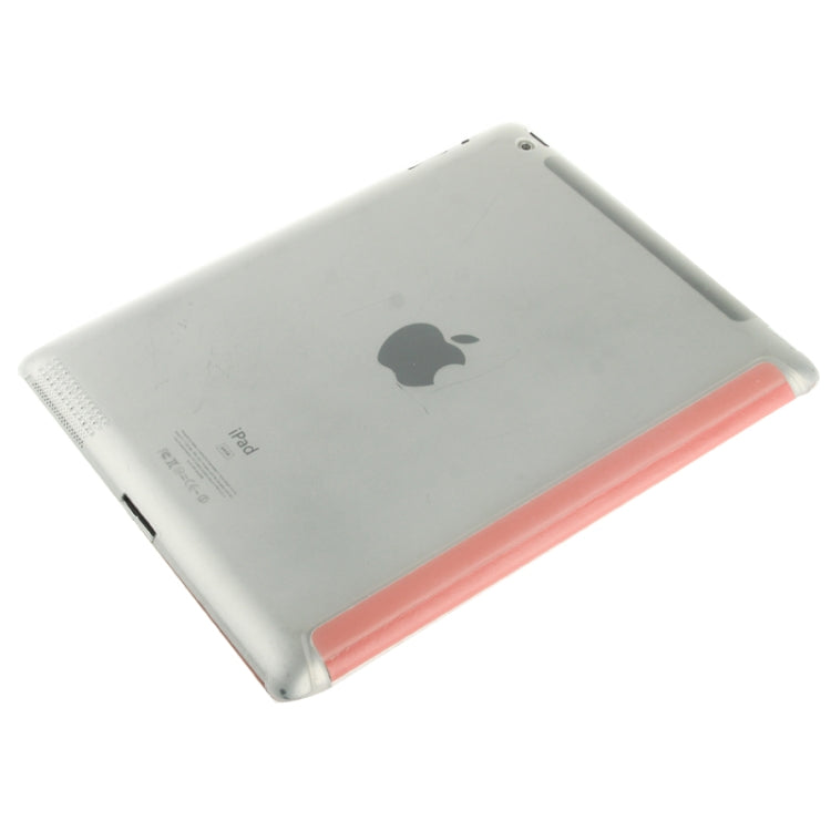 4-folding Pure Color Smooth Surface Plastic + Leather Case for iPad 4 / New iPad (iPad 3) / iPad 2