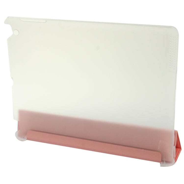 4-folding Pure Color Smooth Surface Plastic + Leather Case for iPad 4 / New iPad (iPad 3) / iPad 2