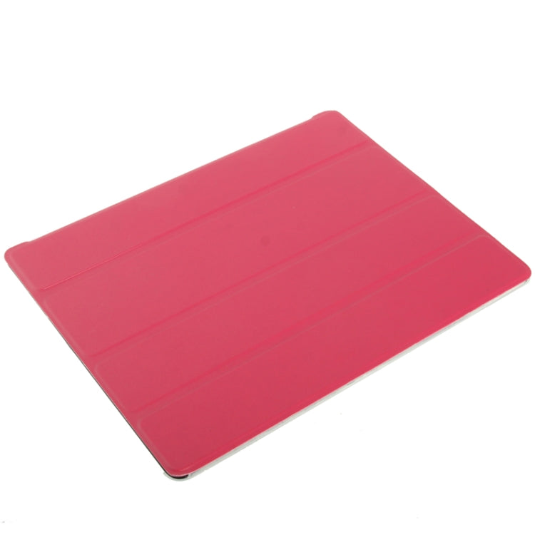 4-folding Pure Color Smooth Surface Plastic + Leather Case for iPad 4 / New iPad (iPad 3) / iPad 2