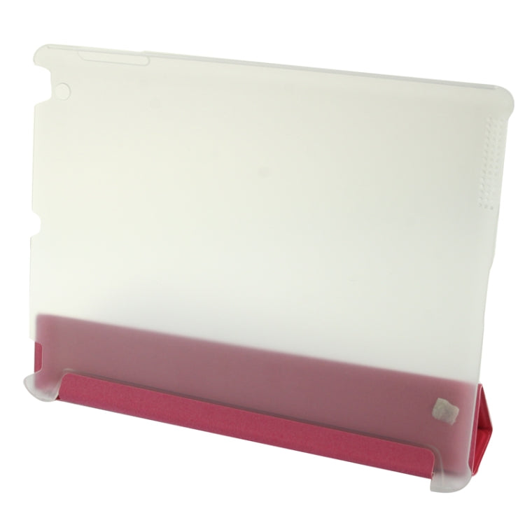 4-folding Pure Color Smooth Surface Plastic + Leather Case for iPad 4 / New iPad (iPad 3) / iPad 2