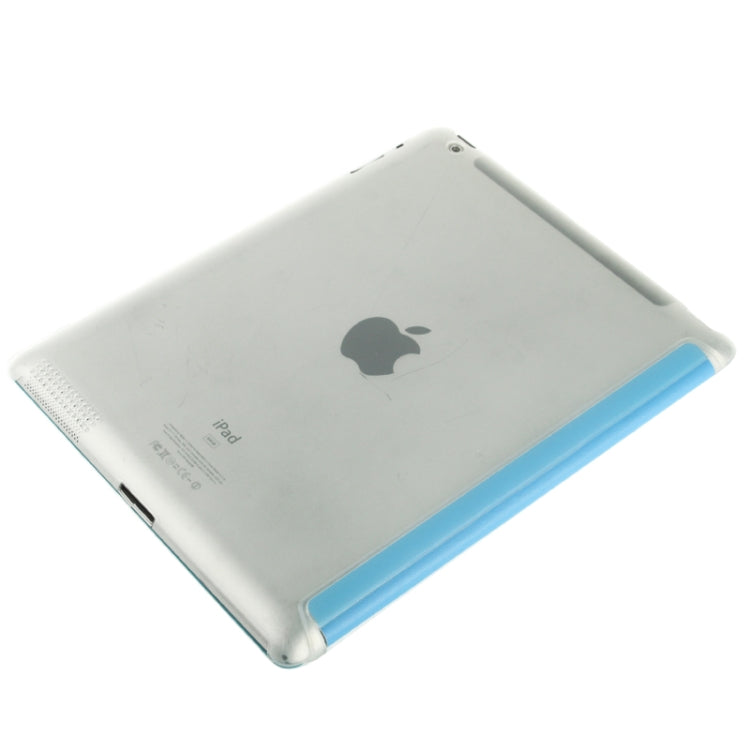 4-folding Pure Color Smooth Surface Plastic + Leather Case for iPad 4 / New iPad (iPad 3) / iPad 2