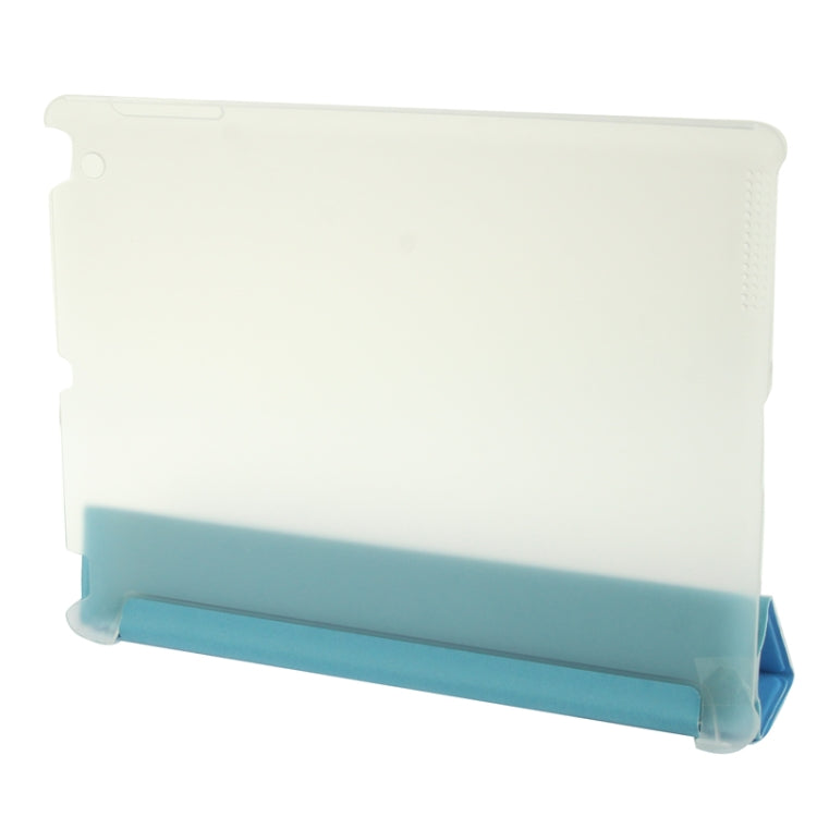 4-folding Pure Color Smooth Surface Plastic + Leather Case for iPad 4 / New iPad (iPad 3) / iPad 2